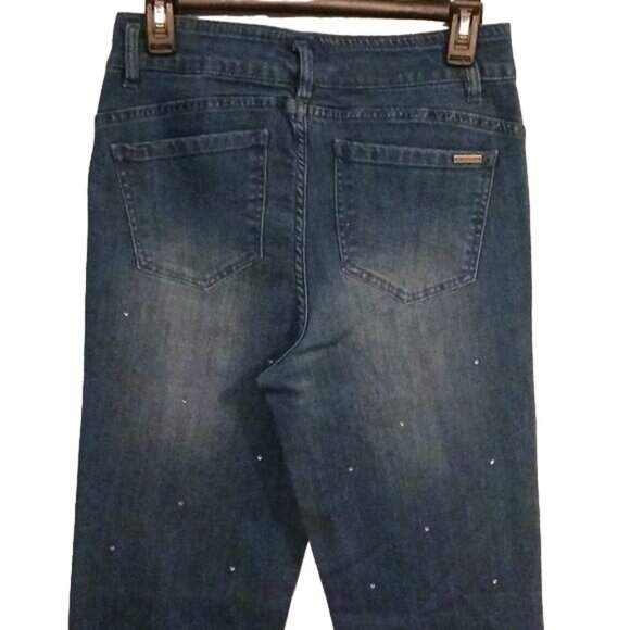 NEW G by‎ Giuliana Black Label Echochic Rhinestone Straight Leg Jean, Size 6 - Picture 8 of 14
